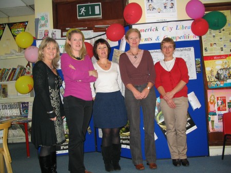 Sarah, Roisin and I with Deirdre and Eileen who wrok in Limerick City Library